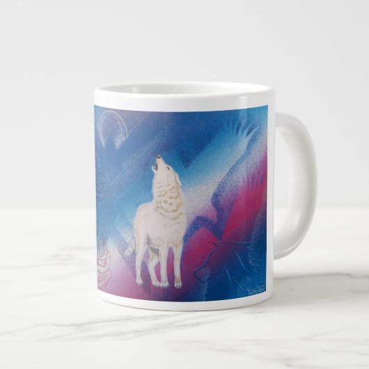 weißer Wolf Jumbo-Tasse (Vorderseite Rechts)