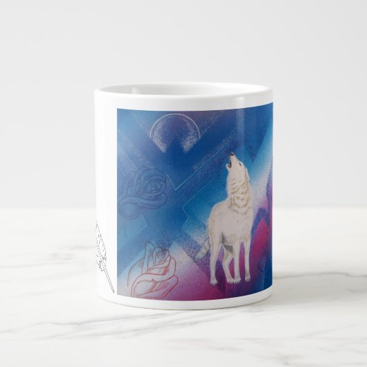 weißer Wolf Jumbo-Tasse (Vorderseite)
