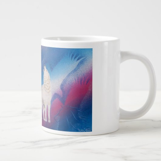 weißer Wolf Jumbo-Tasse (Rechts)