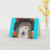 Weißer Wolf Karte (Gelbe Blume)