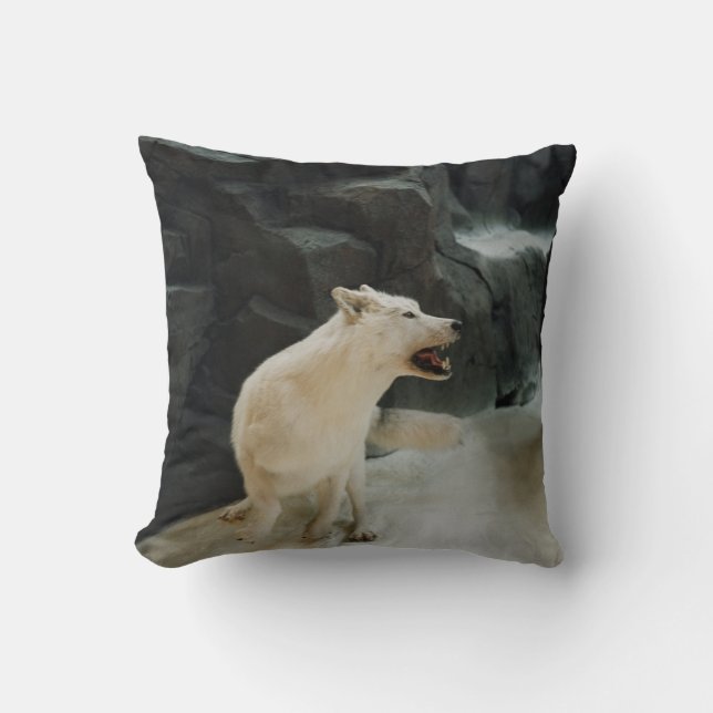 Weißer Wolf Kissen (Vorderseite)