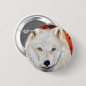 Weißer Wolf Kokopelli Button (Vorne & Hinten)