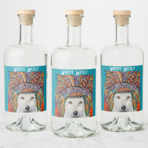 Weißer Wolf Kunst Alkoholflaschenetikett