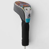 Weißer Wolf Kunst Golf Headcover (angewinkelt)