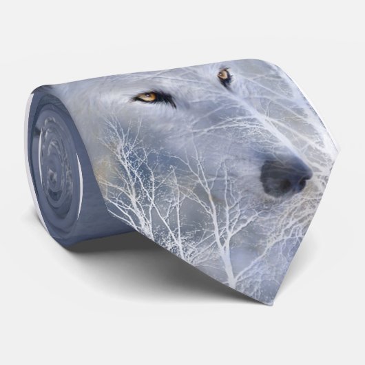 Weißer Wolf-Kunst-Krawatte Krawatte (Gerollt)