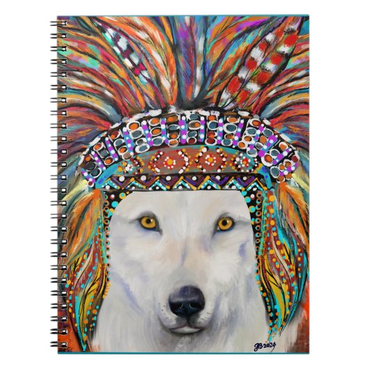 Weißer Wolf Kunst Notizblock (Vorderseite)