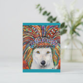Weißer Wolf Kunst Postkarte (Stehend Vorderseite)