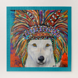 Weißer Wolf Kunst Puzzle