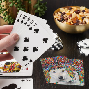 Weißer Wolf Kunst Spielkarten