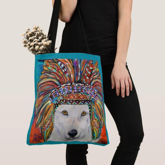 Weißer Wolf Kunst Tasche (Von Nahem)