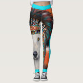Weißer Wolf Leggings (Vorderseite)