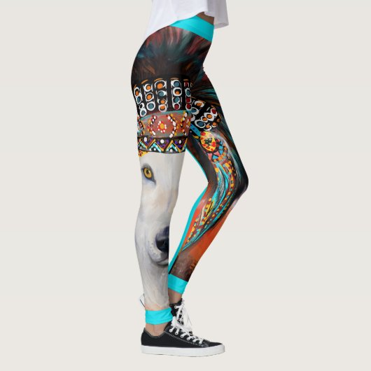 Weißer Wolf Leggings (Rechts)
