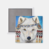 Weißer Wolf Magnet (Vorderseite/Rückseite)