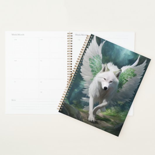 Weißer Wolf mit Flügeln Planer (Anzeige)