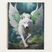 Weißer Wolf mit Flügeln Planer (Vorderseite)
