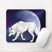 Weißer Wolf mit Halbmond Mousepad (Mit Mouse)
