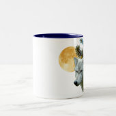 WEISSER WOLF MIT MOND ZWEIFARBIGE TASSE (Mittel)