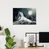Weißer Wolf mit Pup Poster (Heimbüro)