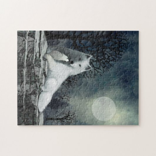 Weißer Wolf mit Puzzle (Horizontal)