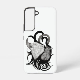 Weißer Wolf mit Raben-Stammeskunst Samsung Galaxy Hülle
