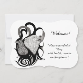 Weißer Wolf mit Raven , deinen Text hinzufügen Einladung