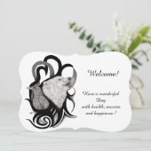 Weißer Wolf mit Raven , deinen Text hinzufügen Einladung (Stehend Vorderseite)