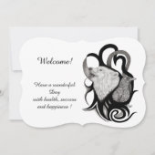 Weißer Wolf mit Raven , Fügen Sie Ihren Text Einla Einladung (Vorderseite)