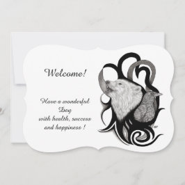 Weißer Wolf mit Raven , Fügen Sie Ihren Text Einla Einladung