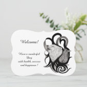 Weißer Wolf mit Raven , Fügen Sie Ihren Text Einla Einladung (Stehend Vorderseite)