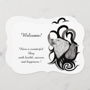 Weißer Wolf mit Raven , Fügen Sie Ihren Text Einla Einladung