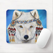 Weißer Wolf Mousepad (Mit Mouse)
