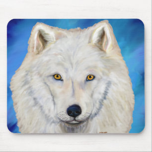 Weißer Wolf Portrait Mousepad