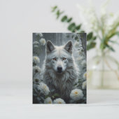 Weißer Wolf Postkarte (Stehend Vorderseite)
