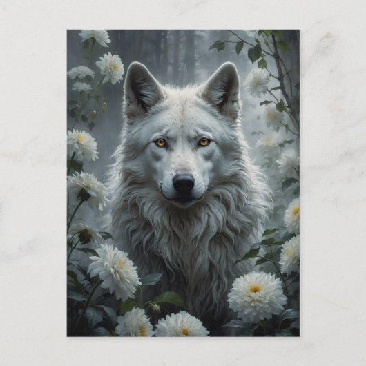 Weißer Wolf Postkarte (Vorderseite)
