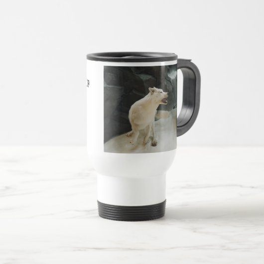 Weißer Wolf Reisebecher (VorderseiteRechts)