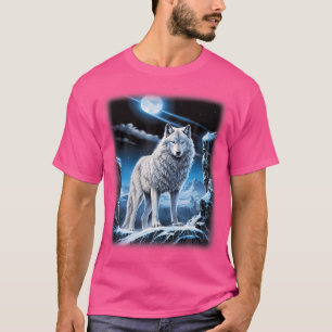 Weißer Wolf Stehend auf einer Schneewaldfantasie T-Shirt