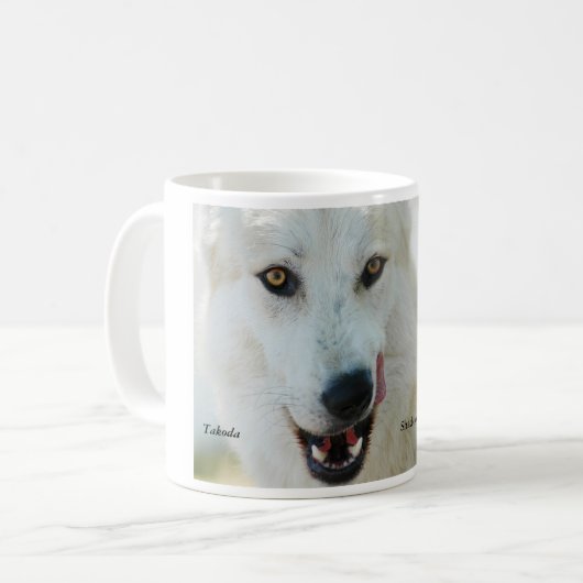 Weißer Wolf-Tasse Kaffeetasse (Vorderseite Links)
