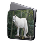 Weißer Wolf-Tier-Laptop-Hülse Laptopschutzhülle (Vorderseite Links)