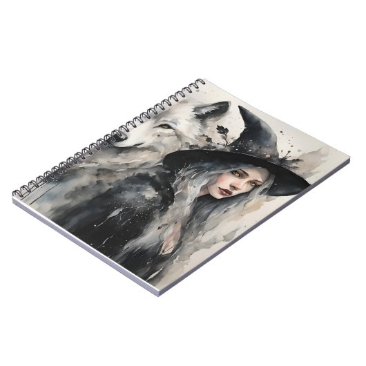 Weißer Wolf und Hexe Notizblock (Linke Seite)