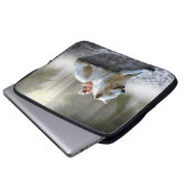 Weißer Wolf und Kind Laptopschutzhülle (Vorne Knopf)