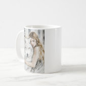 Weißer Wolf und Mädchen Kaffeetasse (Vorderseite Links)