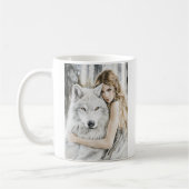 Weißer Wolf und Mädchen Kaffeetasse (Links)