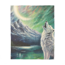 Weißer Wolf unter der Nordlichtblanket