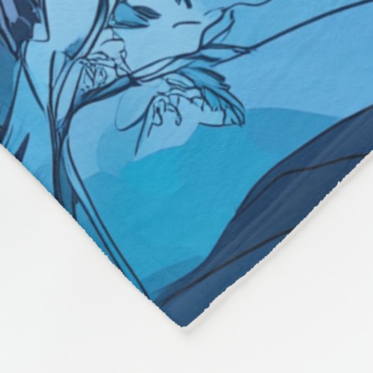 Weißer Wolf unter magischem Sternenhimmel Fleecedecke (Ecke)