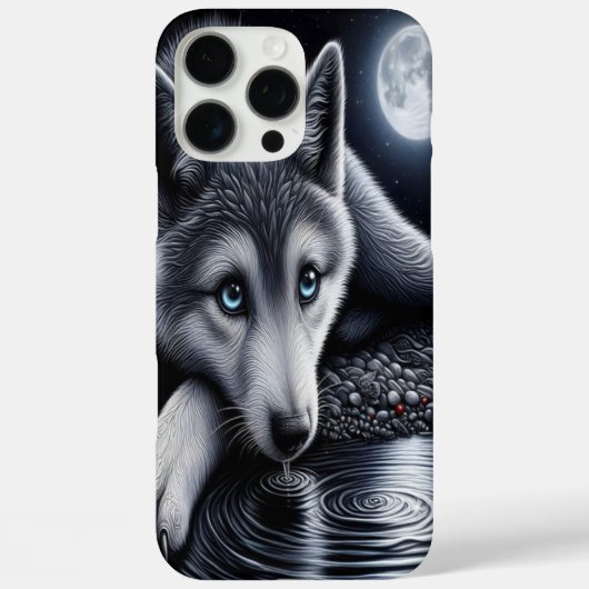 Weißer Wolf unter Mondlicht Case-Mate iPhone Hülle (Rückseite)