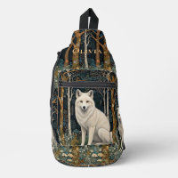 Weißer Wolf Vintage Boho Wald Forst 