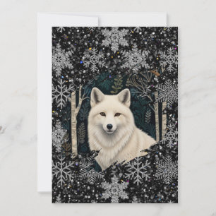 Weißer Wolf Vintage Boho Wald Forst  Feiertagskarte