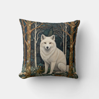 Weißer Wolf Vintage Boho Wald Forst Kissen