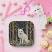 Weißer Wolf Vintage Boho Wald Forst Pappteller (Party)