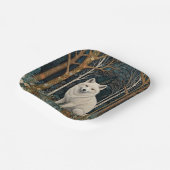 Weißer Wolf Vintage Boho Wald Forst Pappteller (Gewinkelt)